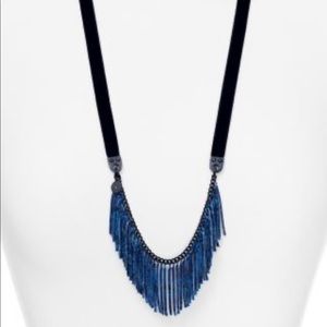 Marc Jacobs blue fringe and velvet necklace